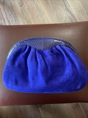 VTG JASMINE Exotic Snakeskin Purple Suede Clutch Purse